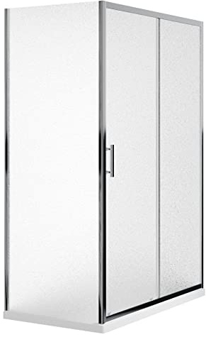 Box Doccia Angolare 100x120cm Apertura Scorrevole da 120cm Parete Fissa da 100cm Vetro Temperato Opaco 6mm Antinfortunistico Trattamento Anticalcare Maniglia Acciaio Inox Altezza 190cm Tenerife
