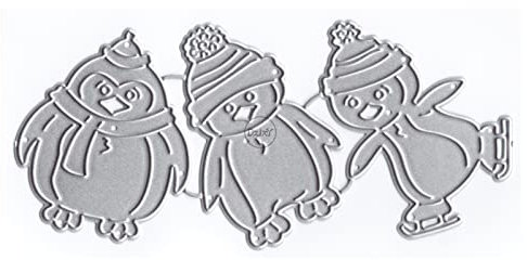 DzIxY Drei Pinguine Metall-Stanzformen für klare Stempel und Metall-Stanzformen-Sets für Kartenherstellung, Scrapbooking, Papierbedarf, Dichtungen, Aufbewahrungstaschen