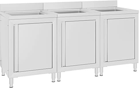 INLIFE Gastro-Spülenunterschränke 2 STK. Edelstahl,75kg,3058274