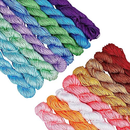 PH PandaHall 448 Yards/416m 1mm Nylon String Chinese Knotting Cord Braided Beading Cord Nylon Kumihimo Macrame Thread String Cord for Friendship Bracelet Jewellery Making Christmas Tree Ornament