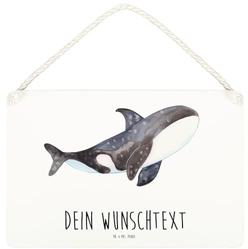 Mr. & Mrs. Panda DIN A4 Personalisiertes Deko Schild Orca - Personalisierte Geschenke, Tür Schild, Dekoschild, Urlaub, Arbeit, Orcas, Meer,