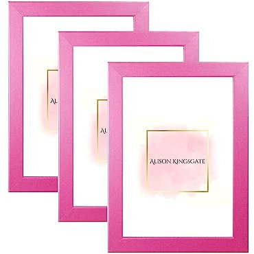 Alison Kingsgate Pack of 3 Pink A4 Frames With Safe Perspex Front & Wall Mounted Hooks - Set of 3 A4 Certificate Frames - A4 (21.0 x 29.7cm) - Handmade Frames