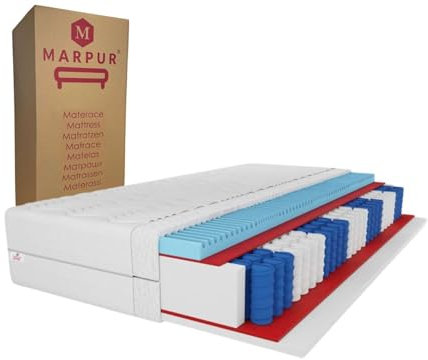 7 ZONEN Taschenfederkernmatratze Premium 100X200 cm, Matratze Härtegrad H3, Höhe ca. 20cm, Farbe: Weiß, inkl. Bezug