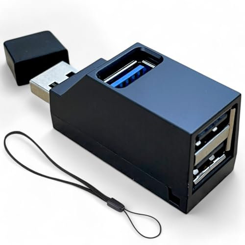 jj-shop24 Mini USB 3.0 2.0 HUB 3 Port Verteiler Adapter für PC Laptop MacBook Notebook USB-Hub Splitter Erweiterung für Flash Laufwerk, Drucker, Tastatur, Maus, Headset