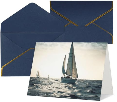 NONHAI Blanko-Grußkarten mit Umschlägen, Motiv: Ozean, Segeln, Happy Birthday Karten für Frauen und Männer, Weihnachten, Halloween, Hochzeit, blanko, Notizkarten, alle Anlässe