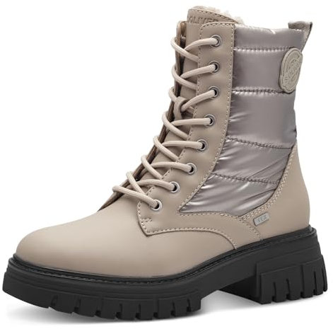 s.Oliver Damen Stiefeletten zum Schnüren Wasserabweisend Vegan, Beige (Platinum), 41 EU