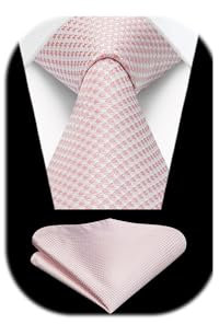 Enlision Cravate Homme Rose Clair Mariage Affaires Cravates et Pochette à Classique Ensemble Élégant pour Fête