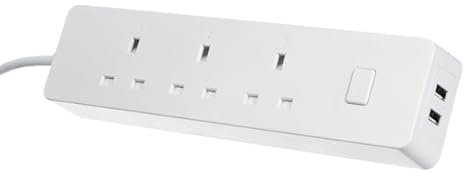 Wi-Fi Smart 3 Way Power Strip Extension Lead With USB Ports Alexa Compatible