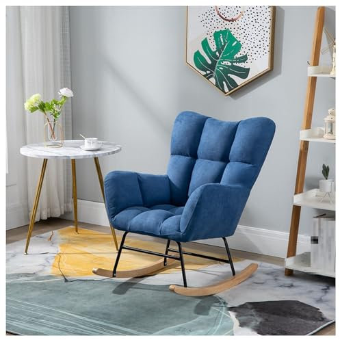 BNZCZY Schaukelstuhl, Heim-Wohnzimmer-nickerchenstuhl, Büro-loungesessel, Bequemer Schaukelstuhl, Faules Sofa-schaukelstuhl,für Wohnzimmer, Schlafzimmer und Arbeitszimmer(Color:Dunkelblau)
