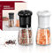 CIRCLE JOY Manuelles Salz und Pfeffermühlen Set für Profiköche, Nachfüllbare Salz und Pfefferstreuer mit Keramikklingen, Einstellbarer Grobheit und BPA-freiem 180ml Glasbehälter, Kurz Schwarz Weiß