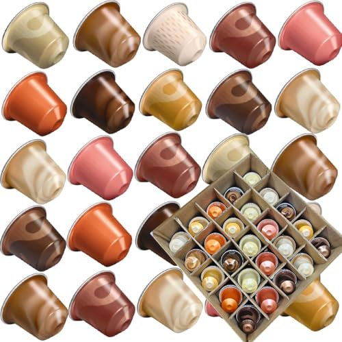 25x Coffee Capsules Compatible with Nespresso Original Machines – Barista-Style Flavour Gift Box in Compartment Storage with Free Sweet Treats