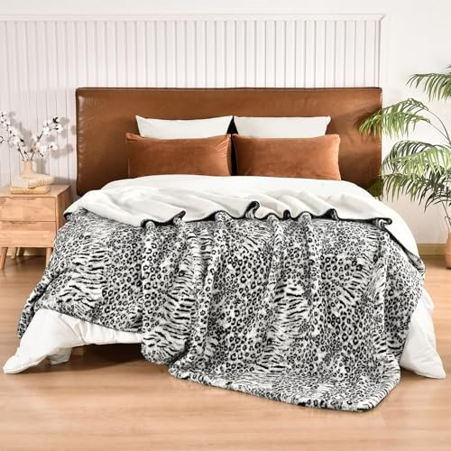 PHF Tiger Sherpa-Fleecedecke, Queen-Size-Größe, 480 g/m², dick und warm, wendbare Decke für den Winter, kein Ausfallen, kein Pilling, ultraweiche, flauschige Plüschdecke für Bett, Sofa, Couch, 228,6 x