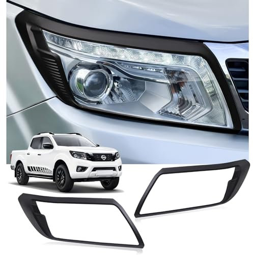 JHCHAN Scheinwerferblenden für Nissan Navara 2015-2020, NP300 D23 Navara N-Guard Navara Trek-1° Navara Tekna ABS Mattschwarze Scheinwerferschutzblende
