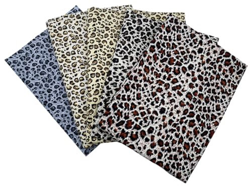 Hohopeti 5stücke Baumwollstoff Patchworktuch Leopard Gedruckt Stofftuch DIY Nähen Tuch Für Bastelarbeiten Dekostoff Mit Muster Für Heimtextilien Und Kreativprojekte