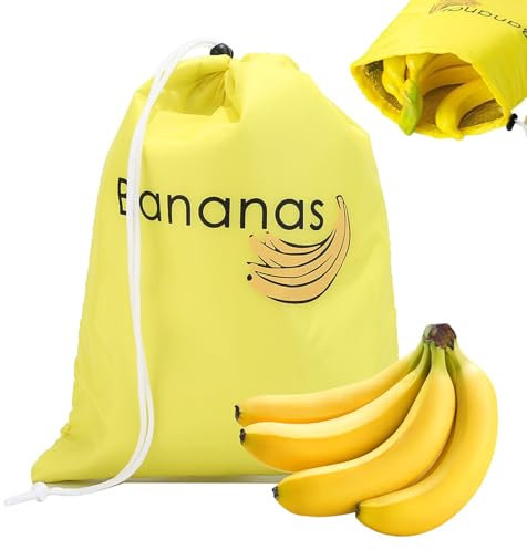 suction Banana Bag, Banana Bags for Fridge, Banana Storage Bag, Drawstring Banana Storage Bag for Fresh Banana Fruit Vegetable in Fridge Keeps Fresher for Longer Drawstring Storage Bag (Yellow)
