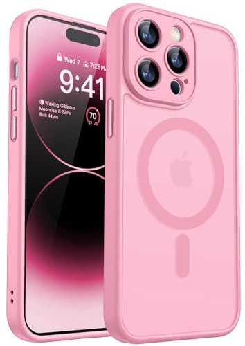 CANSHN 2024 Neu für iPhone 14 Pro Hülle mit Kameraschutz für Magsafe (TOP Militärschutz & Magnetkraft) Extrem Haltbarkeit Hülle iPhone 14 Pro Case Stoßfest, Rosa