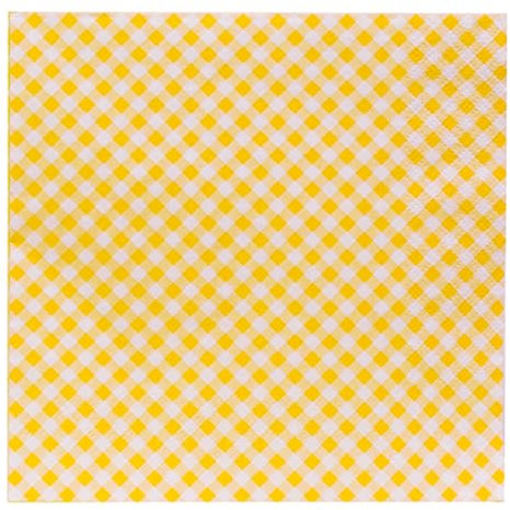 Talking Tables Lot de 16 serviettes en papier vichy jaunes à carreaux – Vaisselle jetable parfaite pour les pique-niques, les barbecues et les fêtes de jardin d'été – Rassemblements festifs en plein