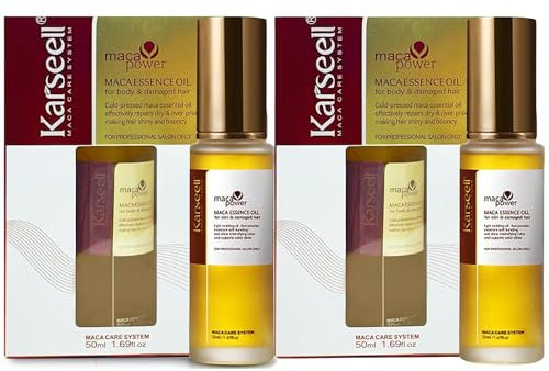 Karseell MACA CARE SYSTEM 2er Pack Haarserum Arganöl Reparatur Hydration Anti Frizz Glanz Pflege Splisskontrolle Schutz Professionelle Haarpflege Trockenes Geschädigtes Coloriertes Haar Alle Haartypen