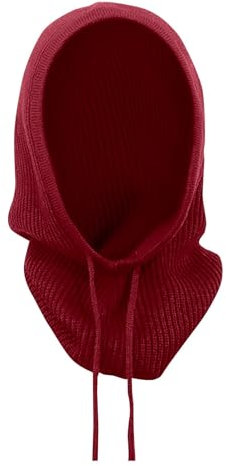 Winter-Thermo-Mütze für Herren, Winter-Ski-Strickmütze, winddicht, Hals-Ohrenwärmer, Kopfschutz für Männer und Frauen, Outdoor-Wintermützen, rot, Einheitsgröße