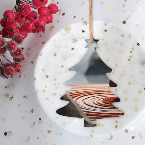 1 x Weihnachtsschmuck Rock Weihnachtsbaum Ornamente Set Weihnachtsbaum Form Holz Hängende Ornamente für Indoor Outdoor Urlaub Xmas Party Supplies