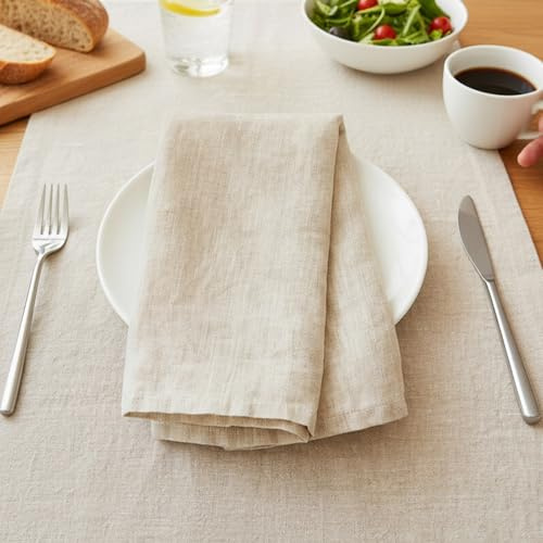 Stoffservietten 30 Stück Leinen und Baumwolle Beige 40x40 cm | Saugfähig und Schnelltrocknend, Waschbar, Faltbar für Besteck, für Hotels Hochzeiten Restaurants