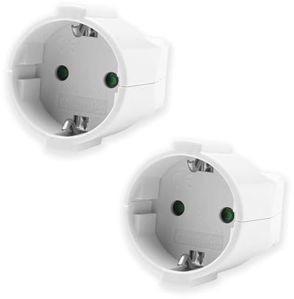 VIEVRE 2 Stücke Kupplung, Schuko Kupplung Weiß 250V/16A, Schuko Stecker Kupplung IP20, PVC Schutzkontakt Kupplung, Schuko Kabel Kupplung, Euro Kupplung für 10mm Kabel