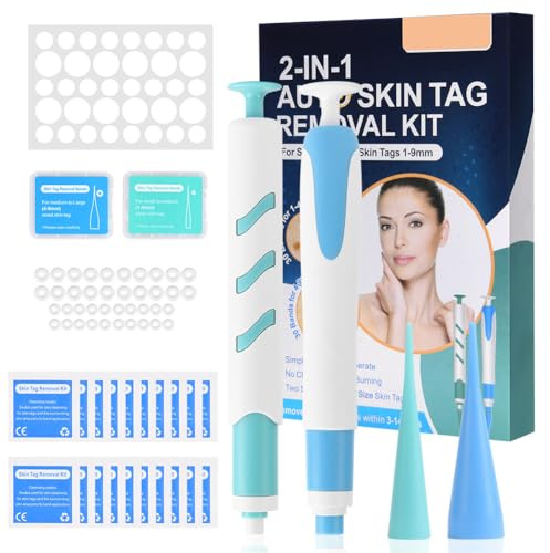 ACWOO Skin Tag Removal Kit, 2-in-1 Painless Wart Remover at Home, Acting Skin Tag Removal Device with 40 Micro and Regular Skin Tag Band, Fast and Easy Remover Wart and Mole (1-9mm) for Face & Body