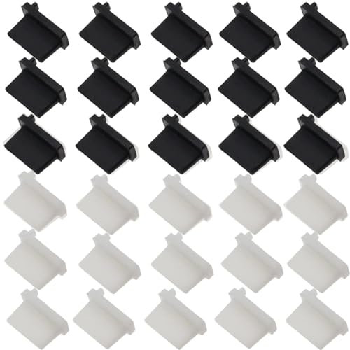 HoAhaMay30 Stück Silikon USB-A Staubschutzabdeckung, Staubschutzstecker USB-A passend für Desktop-Computer, Laptops, Steckdosenlader, USB 2.0/3.0 Ports, kann jeden USB-A Stecker schützen(Schwarz/Weiß)