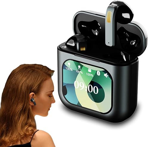 Auriculares in-ear Bluetooth, caja de carga inteligente con pantalla táctil, gran pantalla con cancelación de ruido, auriculares deportivos para juegos, dormir, auriculares de alta fidelidad, varios