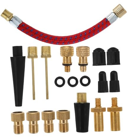 SKISUNO All-in-One Bike Tire Inflation : Set of Bike Valve Adapters Pump Needle and Air Pump for Versatile Use