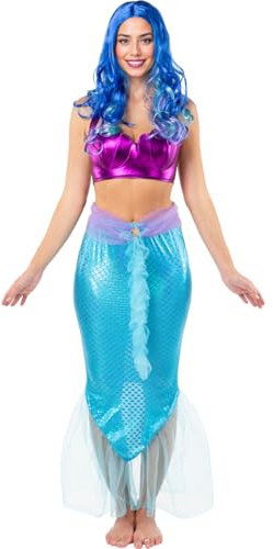 Funidelia | Queue de sirène pour femme Mythologie - Déguisement pour Adultes et accessoires pour Halloween, carnaval et fêtes. - Taille S - Bleu