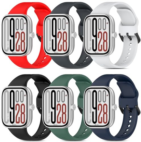 BDIG 6 Pezzi Cinturino Compatibile con Xiaomi Redmi Watch 5/Xiaomi Redmi Watch 4,Morbidi Bracciali Sportivi in Silicone Compatibile con Xiaomi mi band 8 Pro/Mi band 9 Pro Uomo Donna