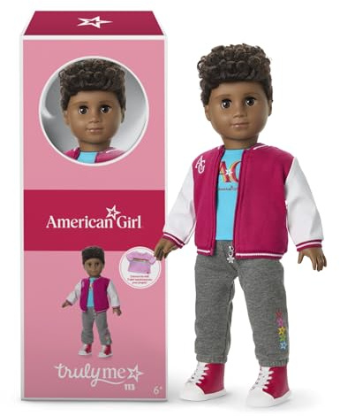 American Girl, Truly Me 18-inch Doll #113 with Brown Eyes, High-Top Curly Dark-Brown Hair, Deep Skin, for Ages 6+
