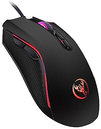 Housoutil Souris de Jeu Design Ergonomique Filaire Éclairage LED Multicolore Noire Réglage Dpi 1200-3200 en Abs pour Bureau et Usage Domestique