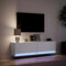IKAYAA Mueble TV Suspendido con iluminación LED 140x31x38 cm Mesa TV Flotante Mueble TV Colgante Mueble de Salón Suspendido con Compartimiento con 2 Cajones Blanco