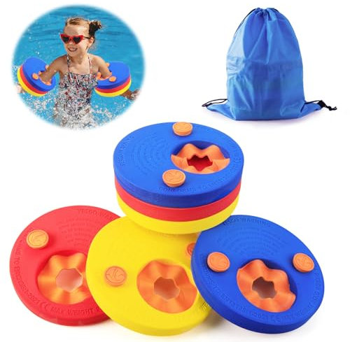 Schwimmscheiben für Kinder 6Pcs Schwimmen Float Discs mit Aufbewahrungstasche Eva Arm Schwimmplatte Rund Delphin Schwimmscheiben Geeignet für Mädchen Junge im Alter von 3-6 Jahren Schwimmen zu Lernen