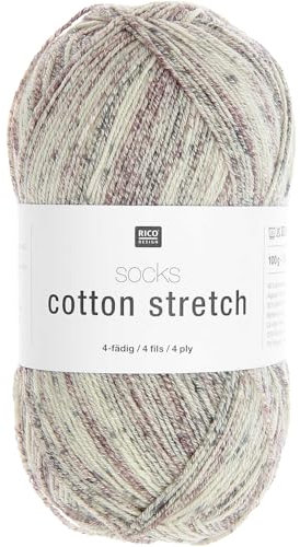 Rico Design Socks Cotton Stretch - Sockenwolle 100g 390m Nadelstärke 2.0-3.0 für ein Paar Socken, Strickwolle, Stricken Stone