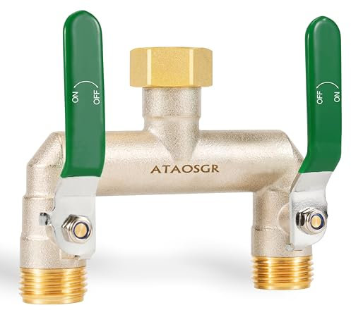 Garden Hose Splitter, 2 Way Heavy Duty Hose Adapter, Extra Long Handles High Flow Outdoor Faucet Splitter,with Independent Shutoff Valves,3/4 GHT Thread，For Home Garden Outdoor