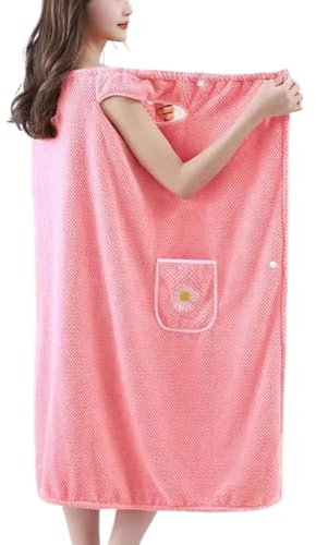 Serviettes de Bain pour Femme après la Douche, Peignoir Absorbant en Polaire Corail à séchage Rapide avec Poche pour la Maison, Le Spa, Les Voyages