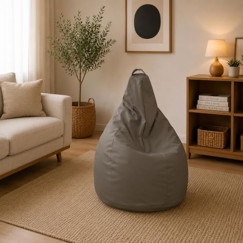 Talamo Italia - Pouf Abdog, Mehrzwecksessel, Sitzsack, Hockerhocker, Made in Italy, 90x90 h120 cm, Beige