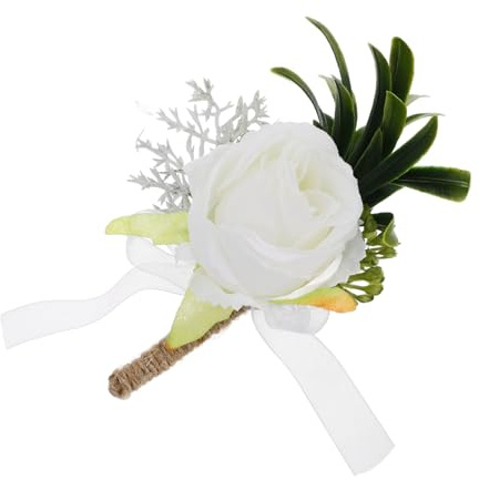 SAFIGLE Europäische Ansteckblume Bräutigam aus Seidenblume Weiße Rose Leicht Tragbar für Hochzeitsanzug und Hochzeitsfeier