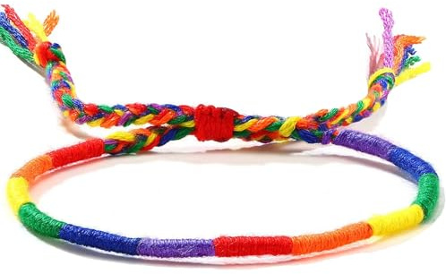 YUEXNKO Pulsera Orgullo LGBTQ,Pulsera del Arco Iris LGBT,Ajustable Pulsera de Amistad,Pulseras del Orgullo,Pulsera Tela LGBT Orgullo Gay Bandera Arcoiris,Unisex Vistoso Pulsera (A)