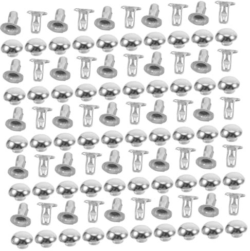 HOMSFOU Remaches Metálicos Tipo Hongo De 6 Mm Para Bricolaje, 100 Unidades Plateadas, Metálicos Resistentes, Para Decoración De Cuero y Accesorios, Estilo Punk, Uso Artesanal