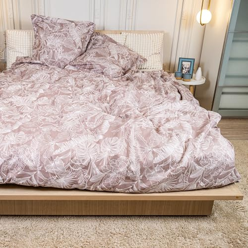 DRAP HOUSE Parure de Lit 220x240 cm – 3 Pièces avec 2 Taies 63x63 cm – Housse de Couette en Coton Microfibre Doux et Respirant – Fermeture Éclair Cachée – pour Lit Double