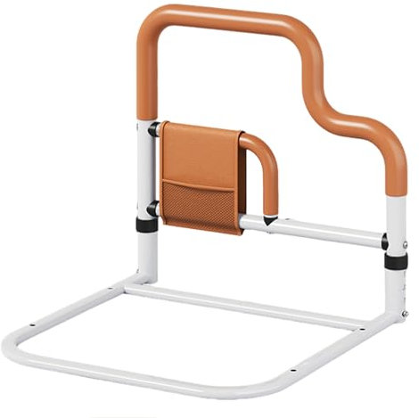 Bed Rails for Elderly Adults - 4-Level Adjustable Height Bed Guard Rail with Dual Handles & Raised Backrest. Portable Safety Bed Assist Rail for Seniors, Pregnant Women, Disabled. Fits All Mattresses.