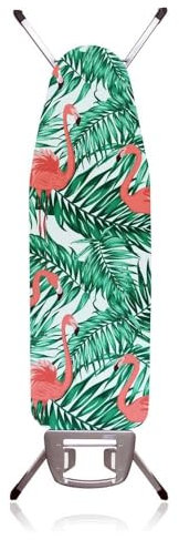DURA HOME Premium Ironing Board Cover – 2 sizes, 100% Cotton + 3 mm Foam Pad – Heat-Reflective, with Adjustable Drawstring Fastener (Flamingo, M (132x48cm))