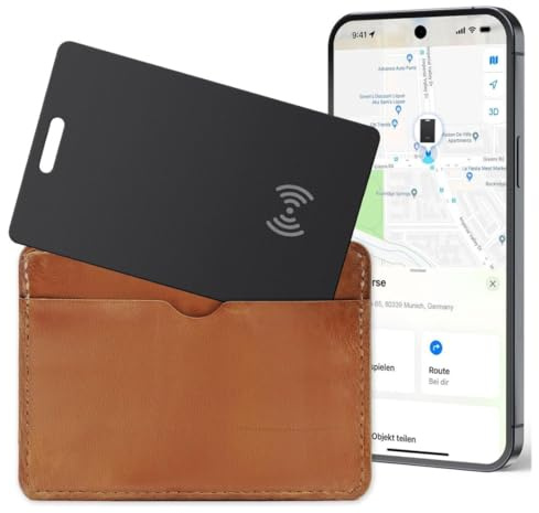 Wallet Tracker Android,1,6 mm ultradünne Tracker Karte Android?Kabellos Wiederaufladbar,IP68 wasserdicht Kompatibel mit Google ’‘Find My Device’‘ für Gepäckanhänger, Handys, Pässe(Schwarz)