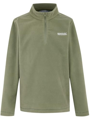 Regatta Kids Hot Shot II Half Zip Fleece Lightweight Anti-Pill Warm Top Jacket Layer Green
