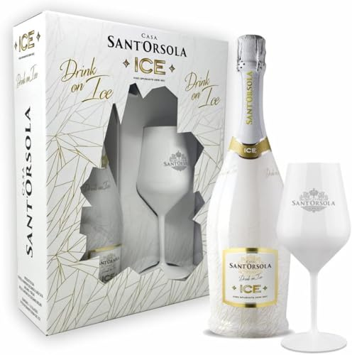 SANT'ORSOLA ICE Vin Demisec Petillant Italien avec verre dans une boîte cadeau - 1 Bouteille x 75 cl (Lot de 6)