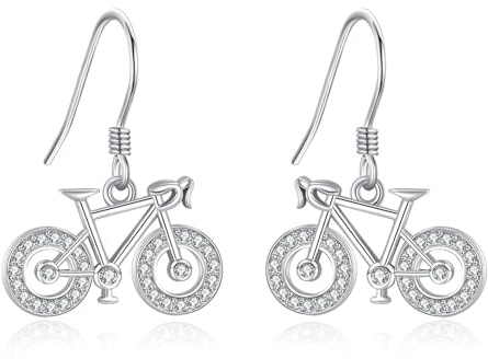Fahrrad-Ohrringe 925er Sterlingsilber Fahrrad-Tropfen-Ohrringe Fahrradschmuck Geschenke für Frauen